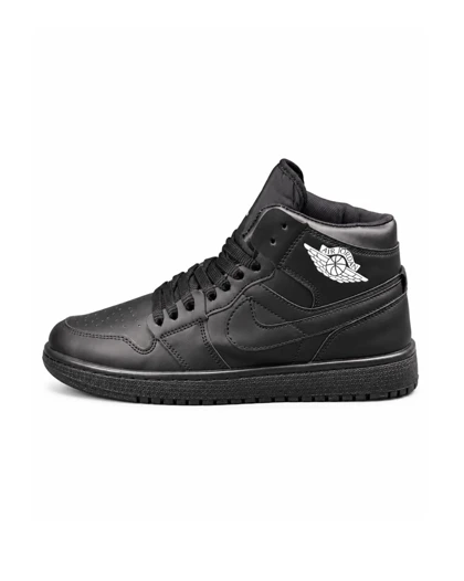 کفش کتانی مردانه مدل جردن وان ساق‌دار مشکی تمام Nike jordan1