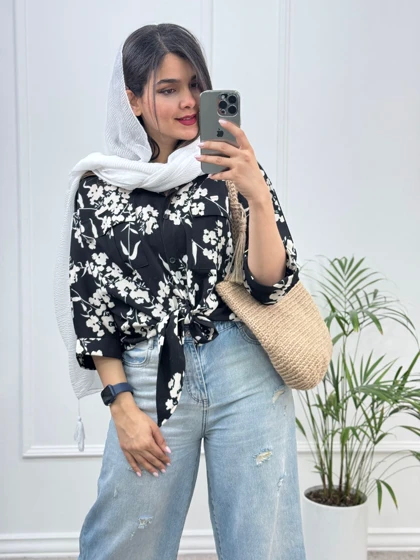 شومیز گره‌ای گلی