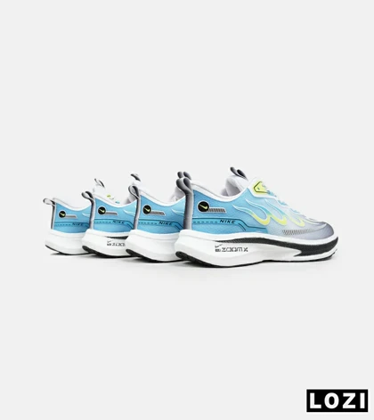 کفش کتانی مردانه سفید آبی لیمویی NIKE zoom X