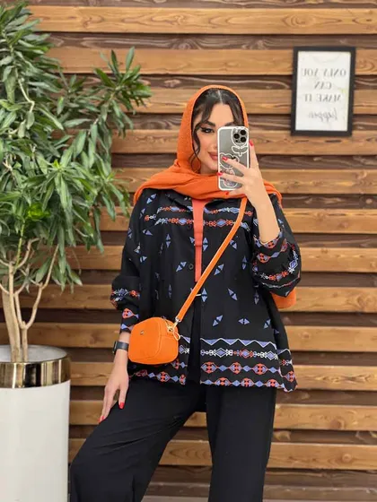 مانتو شومیزی گلدوزی مثلثی