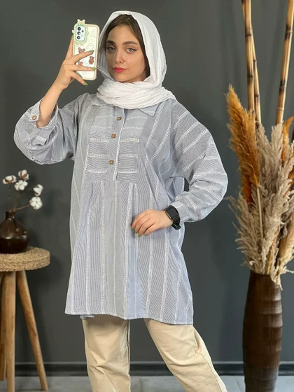 تونیک لینن نخ راه راه کد 1140