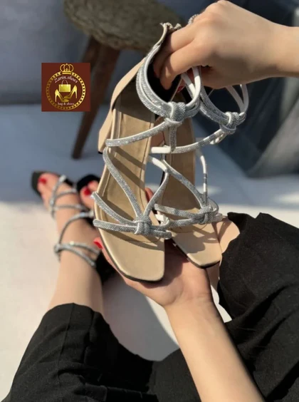 کفش صندل نگینی مجلسی زنانه مدل گره