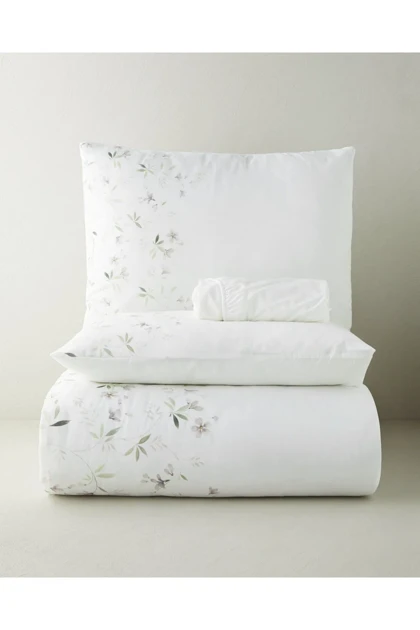 سرویس روتختی دو نفره English Home مدل Delicate Garden - پنبه پلی‌استر - یاسی-سبز