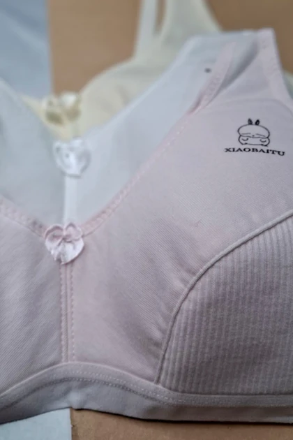 سوتین دخترانه نخی طرح قلب نرم، ضد حساسیت و راحت