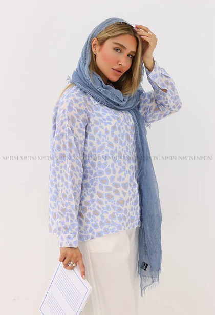 شومیز زنانه پلنگی رنگی شیشه ای کد1005989
