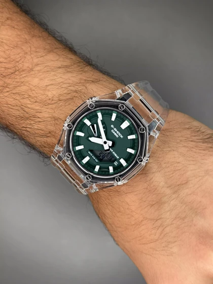 ساعت مچی کاسیو جی-شاک بند شیشه ای صفحه سبز Casio G-SHOCK