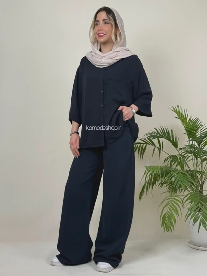 شومیز سیلک باکسی زنانه میله‌ای