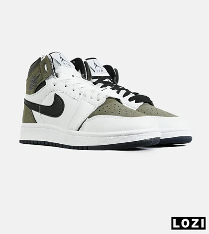 کفش کتانی ساق‌دار مردانه و زنانه سفید مشکی سبز NIKE jordan 1 مدل 7696