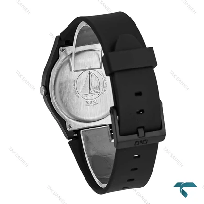 ساعت کیو کیو مردانه دو تقویمه صفحه سفید بند رابر مشکی QQ-7766-G