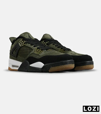 کفش کتانی ساق‌دار مردانه و زنانه سبز مشکی NIKE jordan 4 مدل 7679