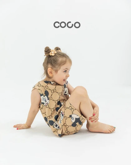 ست راحتی تاپ و شلوارک مادر تا فرزند COCO دخترانه و پسرانه s00896