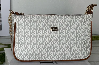کیف دخترانه دوشی مایکل کورس چرم سفید Michael Kors