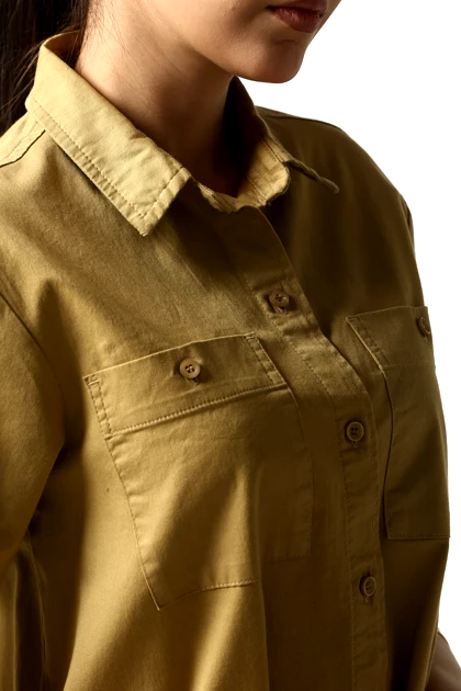 پیراهن فون آستین کوتاه جیب‌دار زنانه