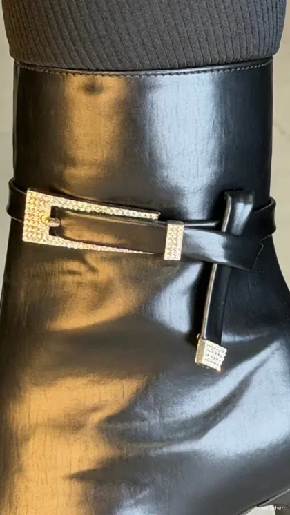 6397 - نیم بوت پاشنه سگک نگینی 6397