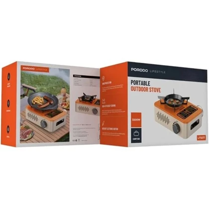 اجاق گاز کمپینگ پرودو مدل PORODO LIFESTYLE 3200W PORTABLE BURNER GAS STOVE PDLFST077OBG