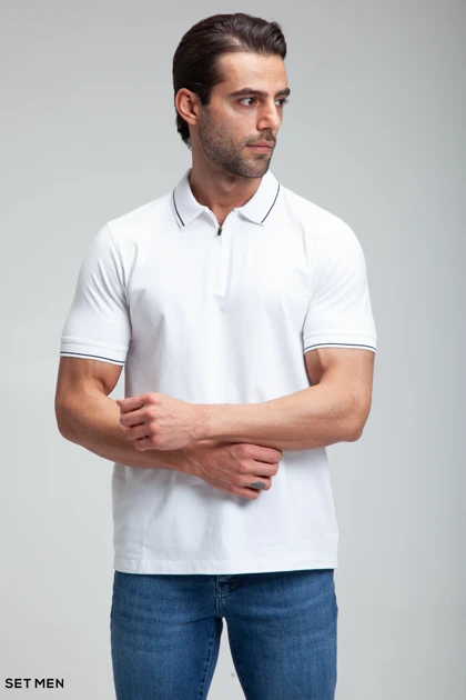 تیشرت یقه دار نیم زیپ