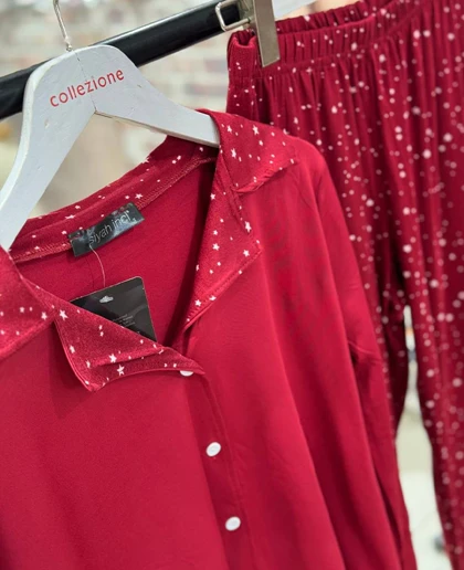 بلوز شلوار جلو دکمه‌ای سایز  نرمال سیاه اینجه کد24025