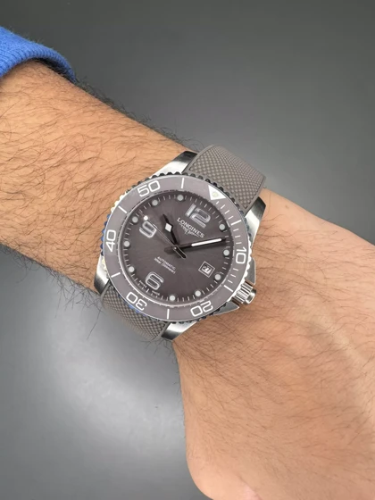 ساعت مچی لونژین اتوماتیک بند رابر شکلاتی Longines