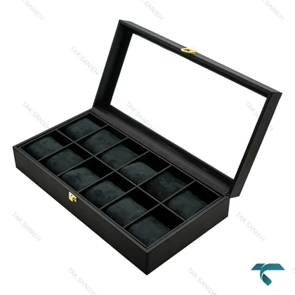 جعبه ساعت چرمی 12 تایی مشکی Watches-Box-12-7819-U