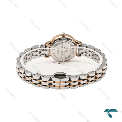 ساعت دنیل ولینگتون زنانه مینی گرد دورنگ رزگلد ایندکس نگین DW-6763-L