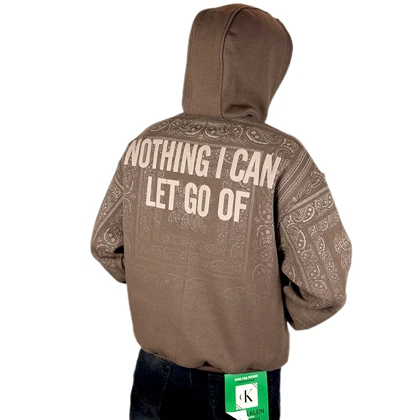 هودی پنبه سه نخ قهوه ای گرم بالا مدل بته جقه