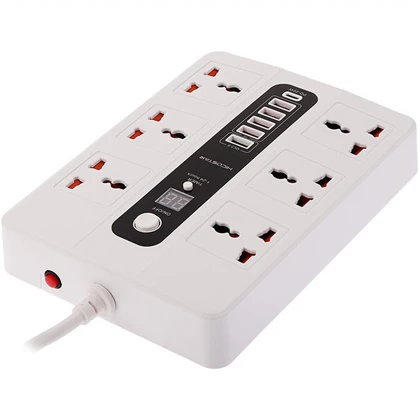 چندراهی برق شش سوکت 3000 وات، یک تایپ سی و پنج USB هایکو استار Hicostar HS-PS320