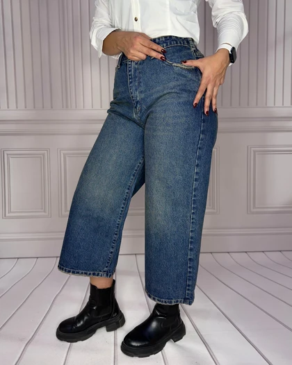 خرید شلوار جین واید لگ آبی تینت زنانه Women's Tint Blue Wide Leg Jeans کد 90703