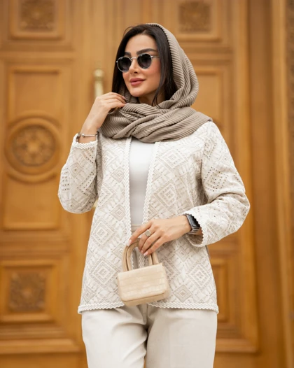 کت زنانه لینن سوزن دوزی گیس بافت