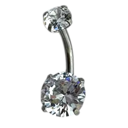 پیرسینگ ناف استیل نگین‌دار - درخشش ظریف