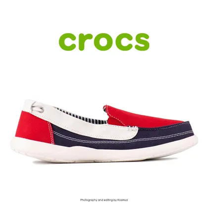 لوفر زنانه کراکس - Crocs Walu Canvas Loafer Red/Oyster