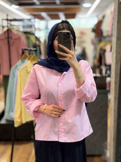 شومیز راه راه نگین‌دار