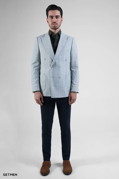 کت مردانه نیم آستر شش دکمه دیپلمات