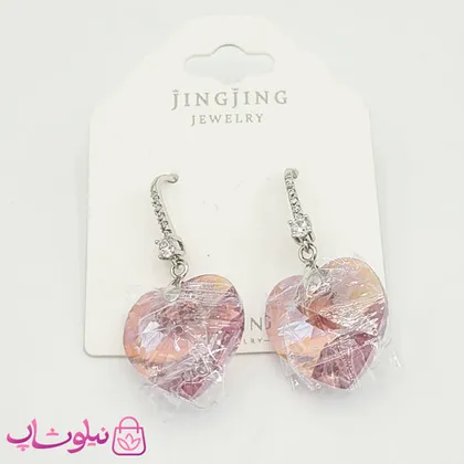 گوشواره ژوپینگ با کریستال سواروسکی صورتی