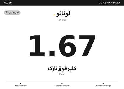 عدسی طبی لوناتو Lunato Lens 1.67 Clear