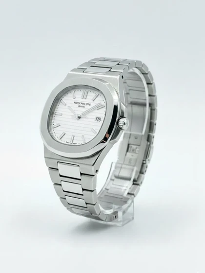 ساعت استیل مردانه طرح پتک فیلپ نقره ای صفحه سفید