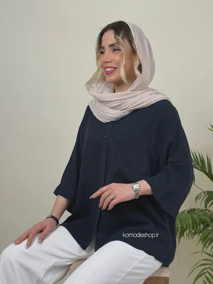 شومیز سیلک باکسی زنانه میله‌ای