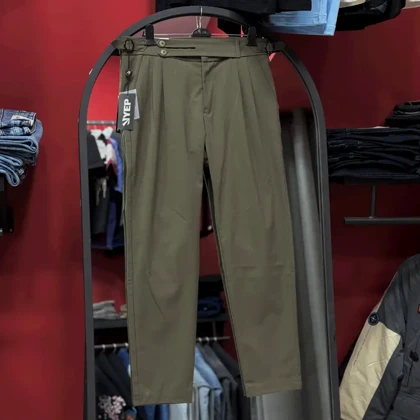 شلوار پارچه ای کمر انگلیسی سبز MC4045