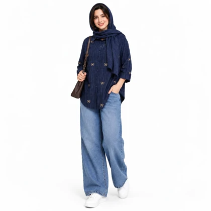 شومیز زنانه گلدوزی پاپیون