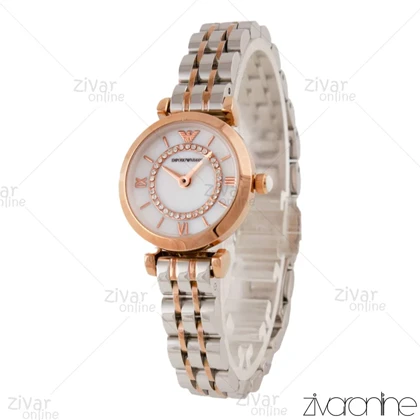 ساعت امپریو آرمانی زنانه رزگلد نقره ای صفحه نگین‌دار 105782