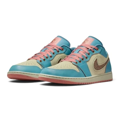 کتانی ویتنامی نایک ایر جردن وان لو فیروزه ایی صورتیNike Air Jordan 1 Low SE “ SOMOS ETERNOS”