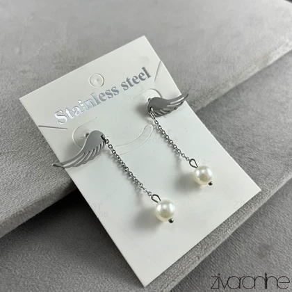 گوشواره زنانه بال فرشته مروارید دار 20362