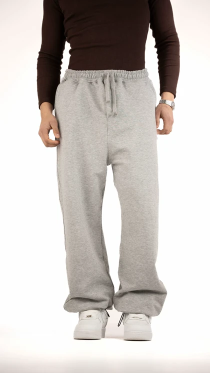 شلوار جاگر فول بگ طوسی ملانژ فوق‌العاده شیک ترند 2026