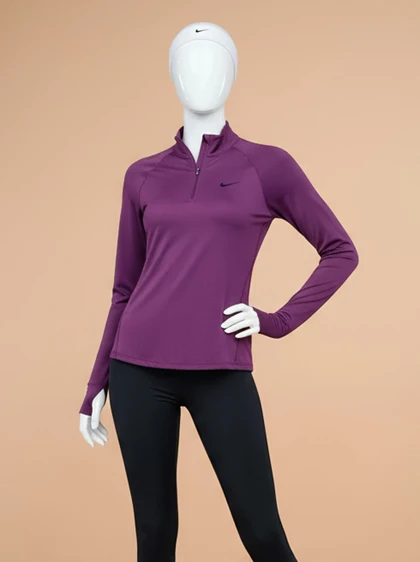 بلوز لاکرا آستین بلند نیم زیپ فینگر دار نایکی Nike