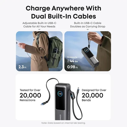 پاور بانک 25000 انکر Anker مدل A1695 توان 100 وات با کابل USB-C