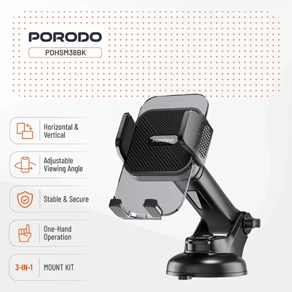 هولدر موبایل ماشین پورودو Porodo مدل PDHSM38BK سه کاره
