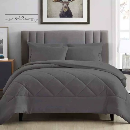 روتختی مینیمال کتان مخمل طرح لوزی طوسی تیره کد 102500