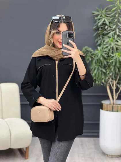 مانتو زیپ نما آستین دو دکمه