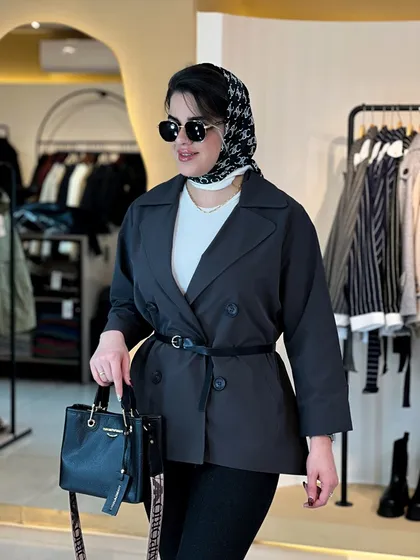 بارانی چهار دکمه ذغالی 010208
