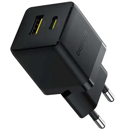 شارژر دیواری 20 وات فست شارژ Type-C و USB بیسوس با کابل دو سر تایپ سی CCZC20UE