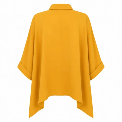 شومیز پانچو اورسایز خردلی خارجی برند Zara وارداتی سایز 42 تا 54 کد 3226